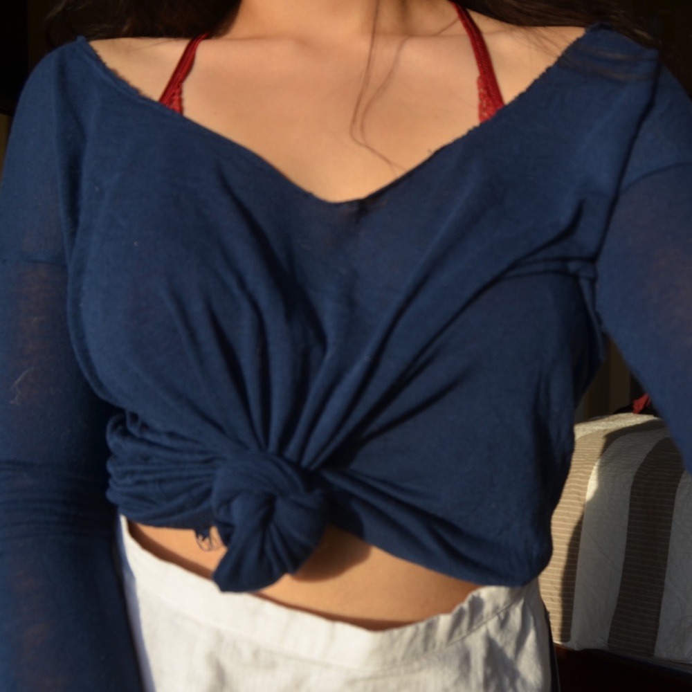 •SOLD• Sheer Navy Blue Long Sleeve